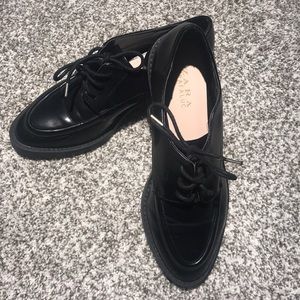 Zara Black Leather Lace Up Oxford Shoe
